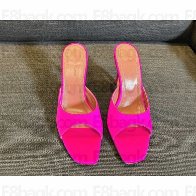 Amina Muaddi Satin Alexa Mules 100mm Fuchsia 2025