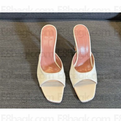 Amina Muaddi Satin Alexa Mules 100mm white 2025