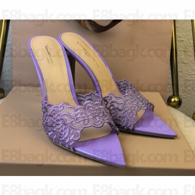Gianvito Rossi 5.5cm/8.5cm/10.5cm Elle Zebra Leather and lace purple 2025
