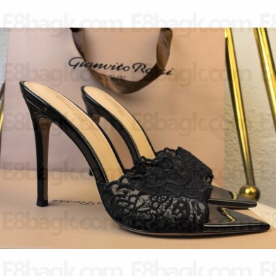 Gianvito Rossi 5.5cm/8.5cm/10.5cm Elle Zebra Leather and lace black 2025