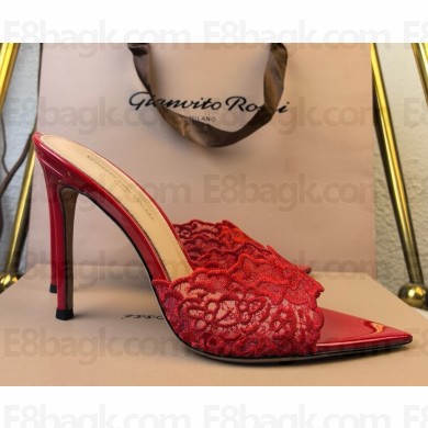 Gianvito Rossi 5.5cm/8.5cm/10.5cm Elle Zebra Leather and lace red 2025