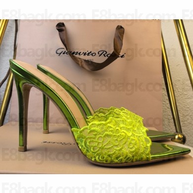 Gianvito Rossi 5.5cm/8.5cm/10.5cm Elle Zebra Leather and lace green 2025