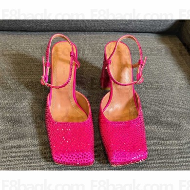 Amina Muaddi  Charlotte 100mm crystal-embellished pumps fuchsia 2025