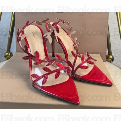 Gianvito Rossi 5.5cm/8.5cm/10.5cm Flavia leather sandals rhinestone embellishment red 2025