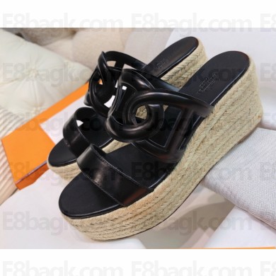 Hermes Ithea 30 espadrille in Nappa leather black Heel height 7.5cm 2025ss