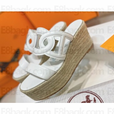 Hermes Ithea 30 espadrille in Nappa leather blanc  Heel height 7.5cm 2025