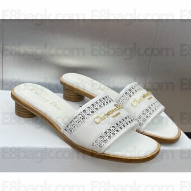 DIOR D-Lane Slide white Calfskin with Openwork Microcannage Motif  heel 3.5cm 2025