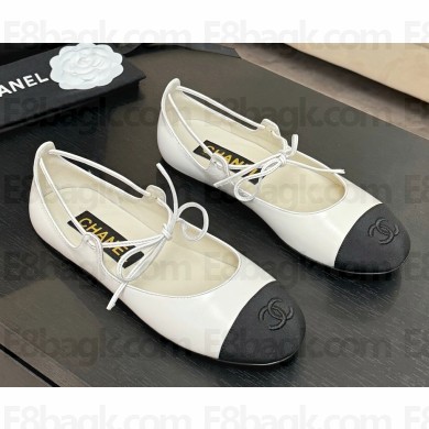 Chanel Mary Janes Lambskin & Grosgrain G46324 Ivory & Black 2025