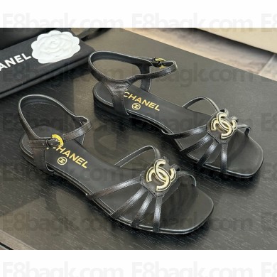 Chanel Sandals Lambskin black G46275 2025