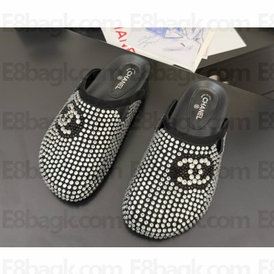 Chanel crystal CC logo mule black 2025