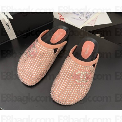 Chanel crystal CC logo mule pink 2025