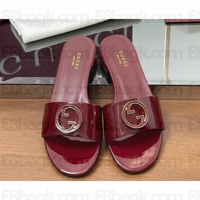 GUCCI Women's Round Interlocking G sandal 820860 Gucci Rosso Ancora red patent leather 2025