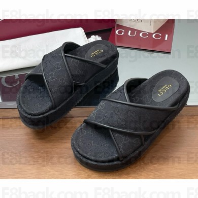 GUCCI Women's GG platform sandal black Original GG canvas 816798 2025
