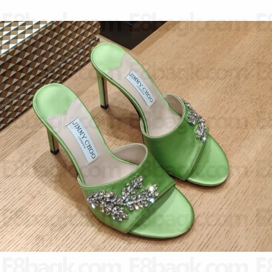 Jimmy Choo Stacy 100 mules Satin Crystal green 2025