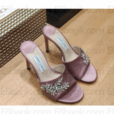 Jimmy Choo Stacy 100 mules Satin Crystal light purple 2025