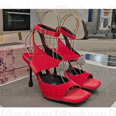 Jimmy Choo Orb 100 ruby red Velvet Sandals ruby red/crystal 2025