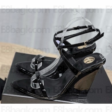 Saint Laurent salomé wedges in patent leather black heel 10.5cm 2025