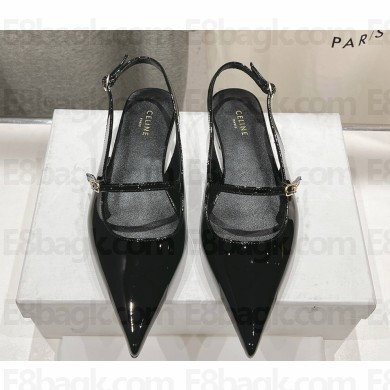 CELINE SUZY POINTY TOE slingback IN PATENT CALFSKIN black 2025