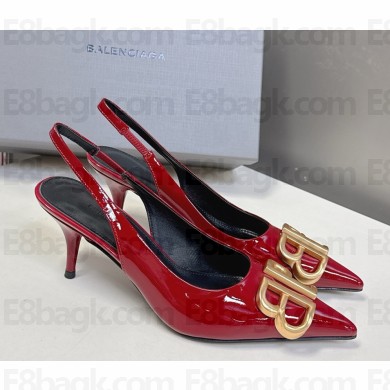 Balenciaga heel 6.5cm/8.5cm patent BB slingback pumps red 2025