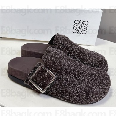 Loewe Ease Buckle mule in brushed suede coffee 2025