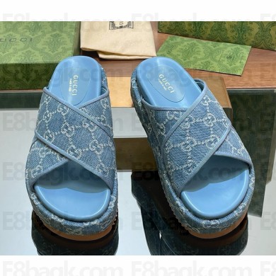 Gucci platform slides GG canvas denim blue 2025
