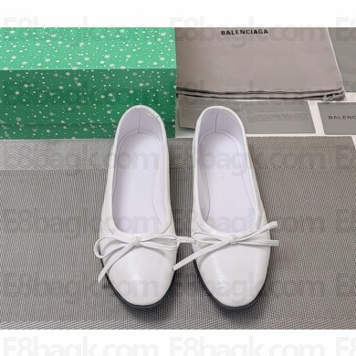 Balenciaga leather Ballet flats with bow white 2025 