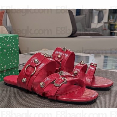 Balenciaga flat Cagole leather sandals red 2025