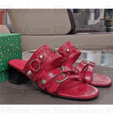 Balenciaga heel 5.5cm Cagole leather sandals red 2025