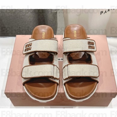MIU MIU Canvas slides Beige/Brandy 5XX658 2025