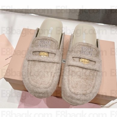 MIU MIU wool felt mules beige 2025