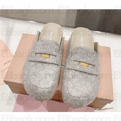 MIU MIU wool felt mules grey 2025