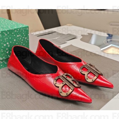 Balenciaga Strassed BB Logo Ballet flats sheepskin red 2025