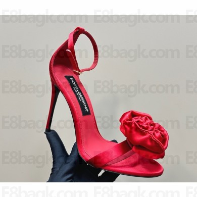 Dolce & Gabbana Heel 11cm Metallic Floral Raffia Sandals red 2025