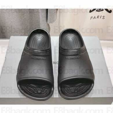 Balenciaga women/men Rubber pool slide black 2025