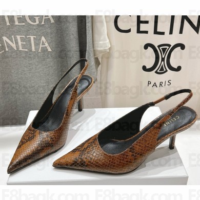 CELINE JUDY SLINGBACK pumps IN Serpentine SKIN brown heel 6.5cm 2025