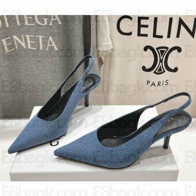 CELINE JUDY SLINGBACK pumps IN denim blue heel 6.5cm 2025