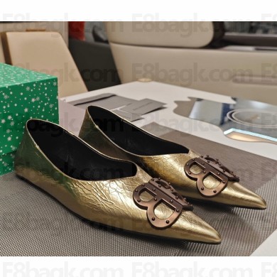 Balenciaga Strassed BB Logo Ballet flats sheepskin gold 2025