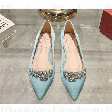 Roger Vivier Efflorescence Ballerinas in satin light blue 2025 