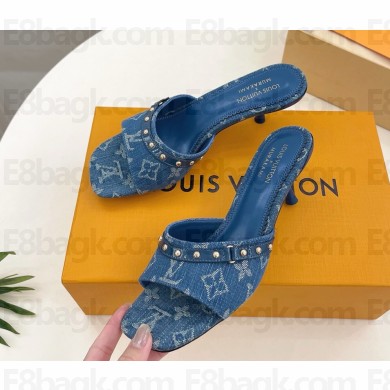 louis vuitton LV x TM 6AM Mule denim blue heel 5.5cm 0313-2025