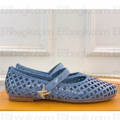 Louis Vuitton Romy Flat Ballerina Blue Perforated patent calf leather 2025