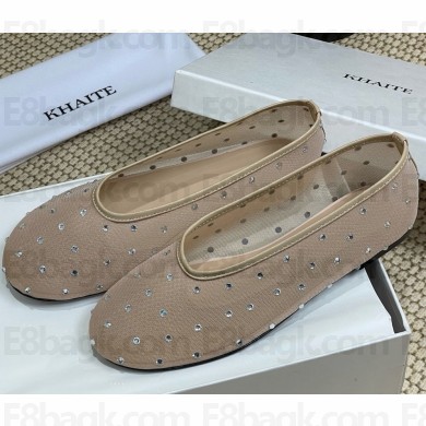 Khaite Marcy crystal-embellished ballet flats beige 2025