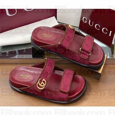 GUCCI Women's slide sandal with Double G red GG canvas 2025