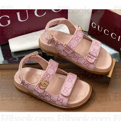 GUCCI Women's sandal with Double G ‎816630 pink GG canvas 2025