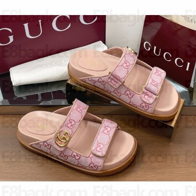 GUCCI Women's slide sandal with Double G pink GG canvas 2025