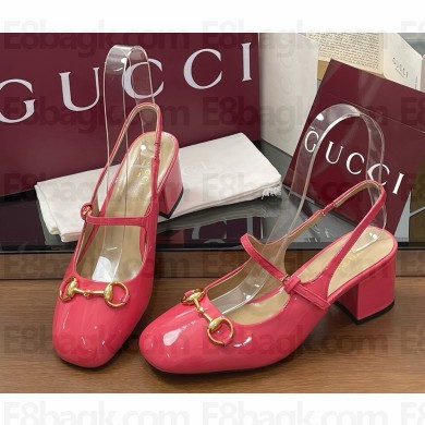 Gucci Women's Horsebit pump Bright pink patent leather 801893 heel 5.5cm 2025