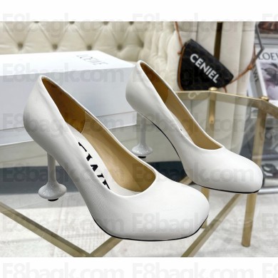 Loewe heel 9.5cm/5.5cm Toy pump in goatskin white 2025