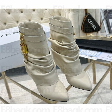 Givenchy heel 9.5cm Shark Lock Stiletto ankle boots in nappa leather white 2025