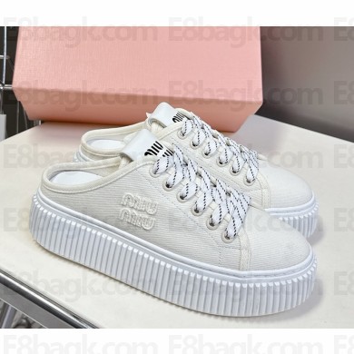 MIU MIU Denim sneaker mules 5E390E Ivory 2025