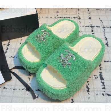 Chanel mules platform with CC crystal green 031705 2025