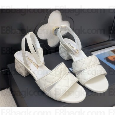 Chanel sandals Lambskin white heel 4.5cm G46429 2025